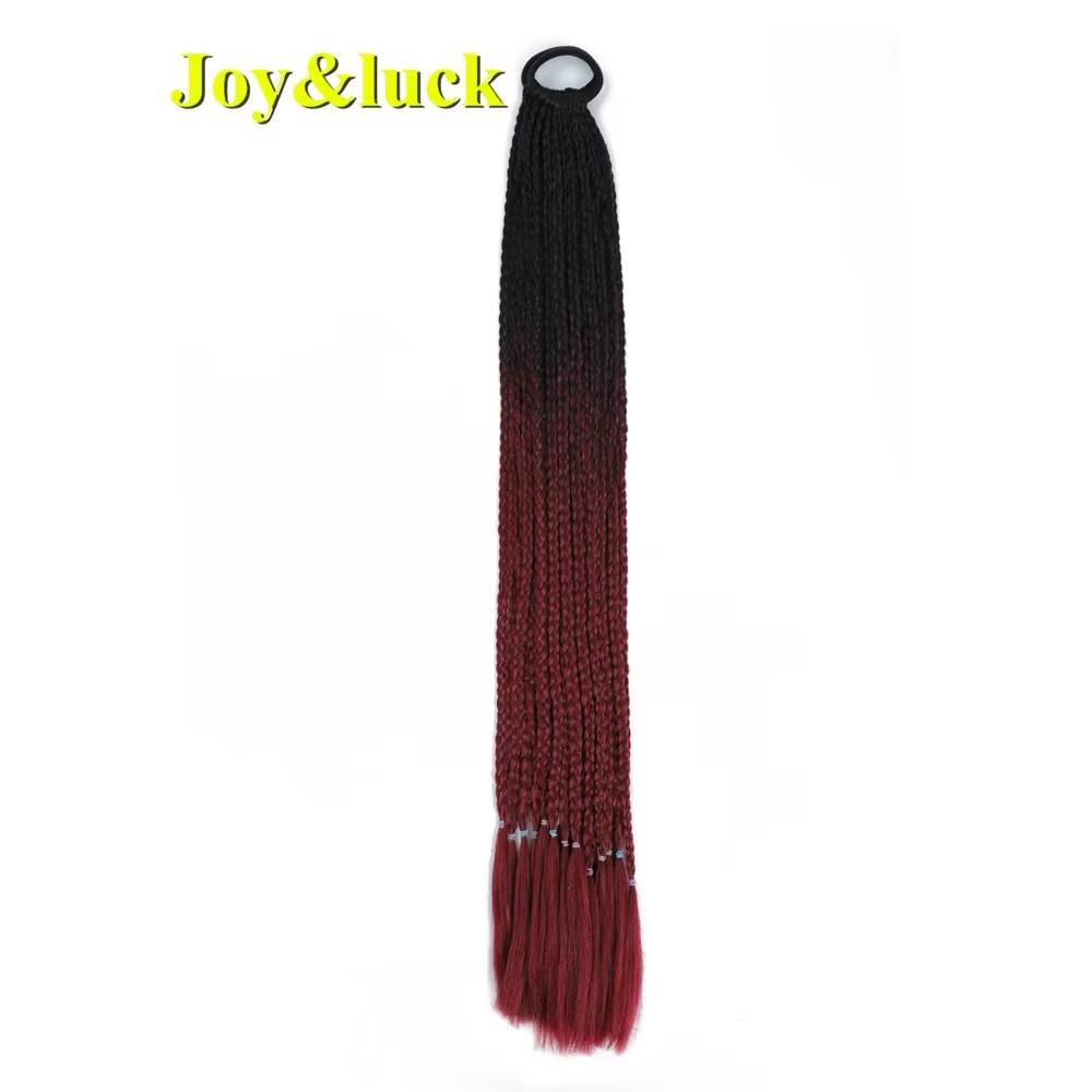 24 Zoll Ombre Yaki Straight Synthetische Haarverlängerungen Mädchen Farbe Geflochten Zopf Gummiband Box Braid