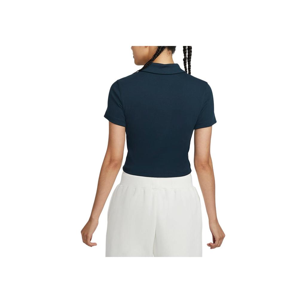 New Nike Sportswear Essentials Series Polo Shirt Women's Arsenal Dark Sea Blue/Sail White DV7885-478