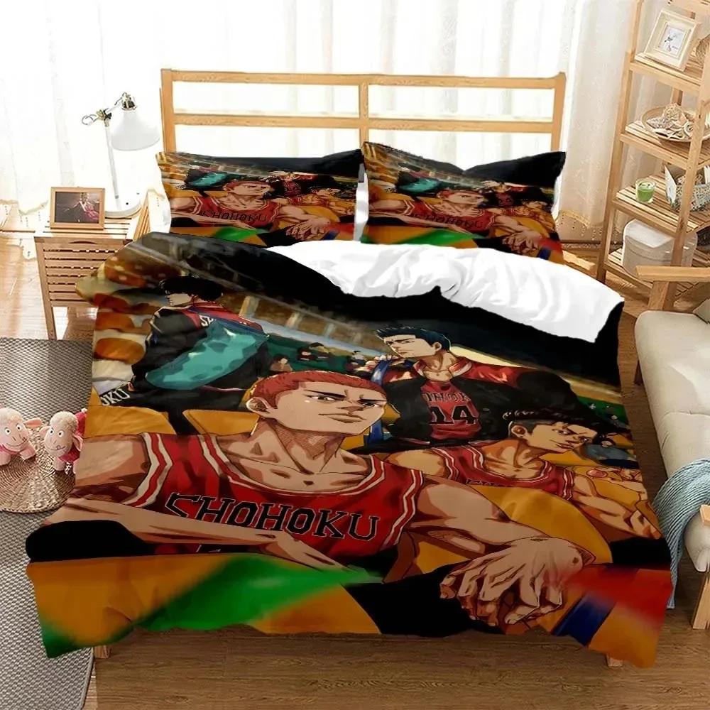 Anime Slam Dunk Cartoon Bedding Set Boys Girls Twin Queen Size Duvet Cover Pillowcase Bed Kids Adult Fashion Home Textile