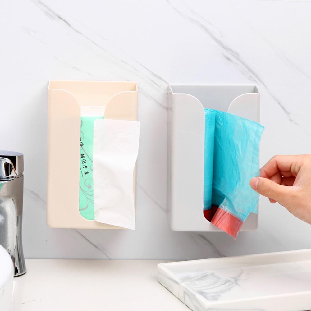 Wall-mounted Tissue Box Napkin Holders Self-adhesive Paper Towel Case Punch Free Removable Paper Box Space-saving Waterproof