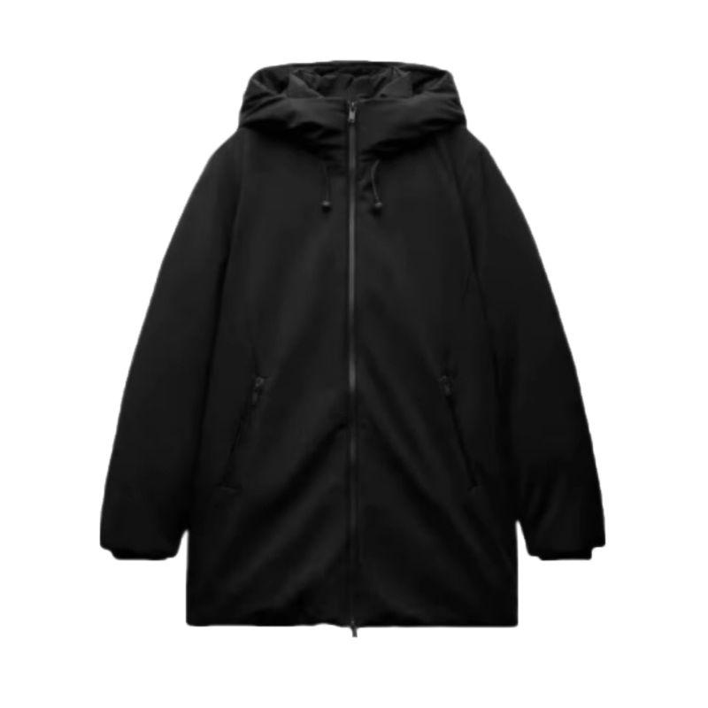 

Осень и Зима Новая Женская Одежда Длинные Рукава Капюшон Теплая Хлопковая Куртка Декор на Молнии Куртка Средней Длины Верхняя Одежда 4749704 Black S