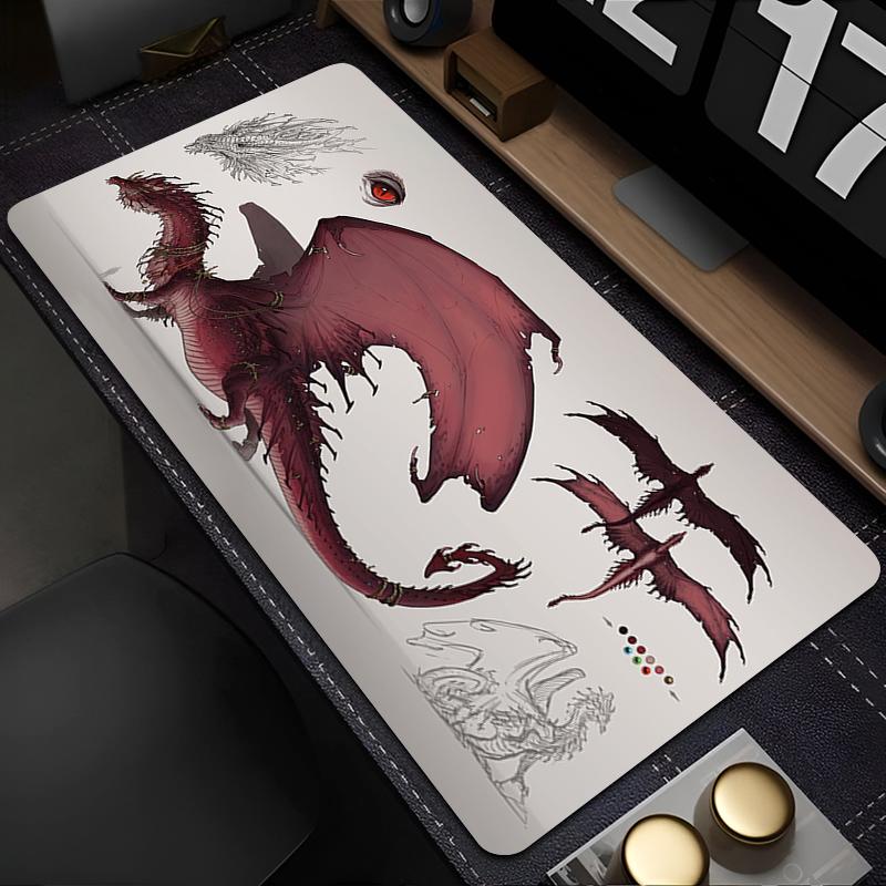 New Keyboard Pad Lock Edge Extended Mousepad Office PC Black And White Manga Desktop Protection Mat Dragon Design Mouse Pad Rug