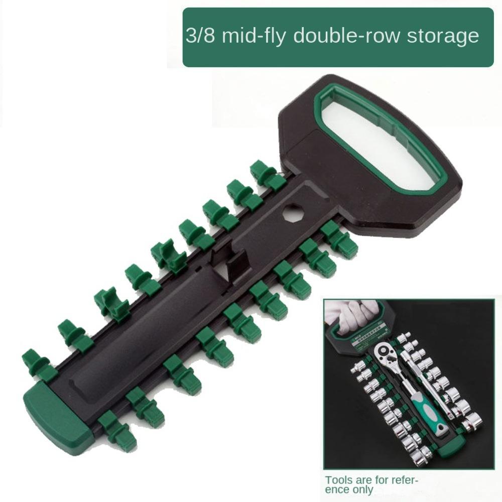 Socket Wrench Set Storage Organizer 1/4" 3/8" 1/2" Drive Square Interface Socket Tray Tool Sliding Stand Socket Wrenchs Holder