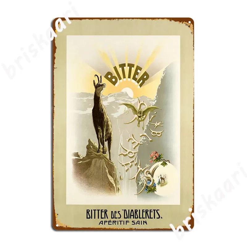 Retro Diablerets Bitter Des Diablerets Aperitif Sain Aigle Metal Sign Wall Decor Club Bar Personalized Tin Sign Poster 20X30CM