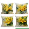 Warm Yellow Flower Pillowcase Printed Polyester 40/45/50Cm Throw Pillowcover Decorative Sofa Cushion Pillowslip Home Decor