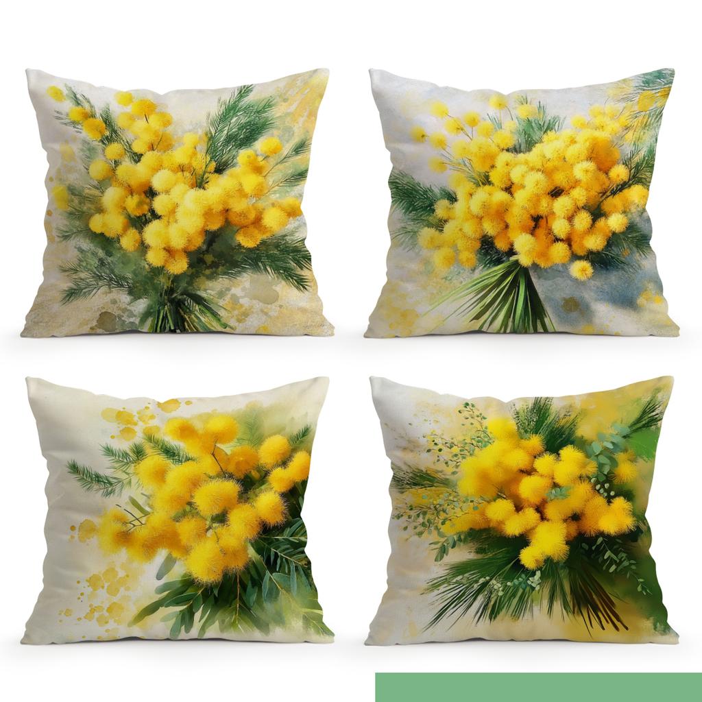 Warm Yellow Flower Pillowcase Printed Polyester 40/45/50Cm Throw Pillowcover Decorative Sofa Cushion Pillowslip Home Decor