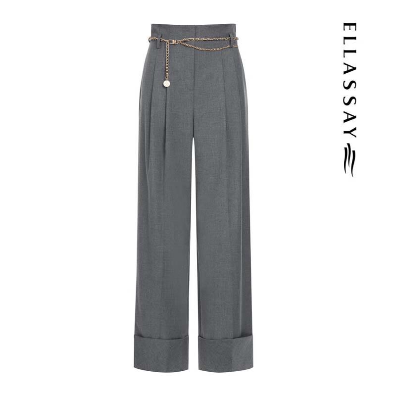 ELLASSAY 3D Tailored Cuffed High-Waist Trousers EWB353K00900