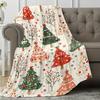 1 Stück Festliche Weihnachtbaum-Print Flanelldecke - Weiche, Gemütliche Überwurfdecke mit Roten & Grünen Bäumen, Schneeflocken und Feiertagsdekorationen