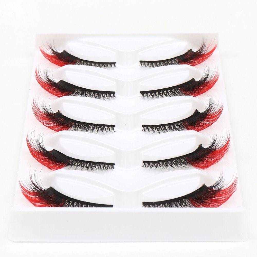 Soft Cat Eye False Eyelashes Fluffy Faux Mink Wispy Lashes Colored Anime Lashes Daily Wear