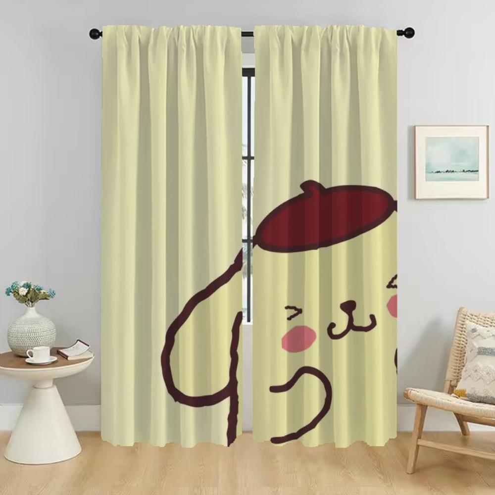 Partition P-Pompom Purin Blackout Curtains 2 Pieces Window Curtain for Room 2 Panel Halloween Decoration Tulle for Bedroom Child