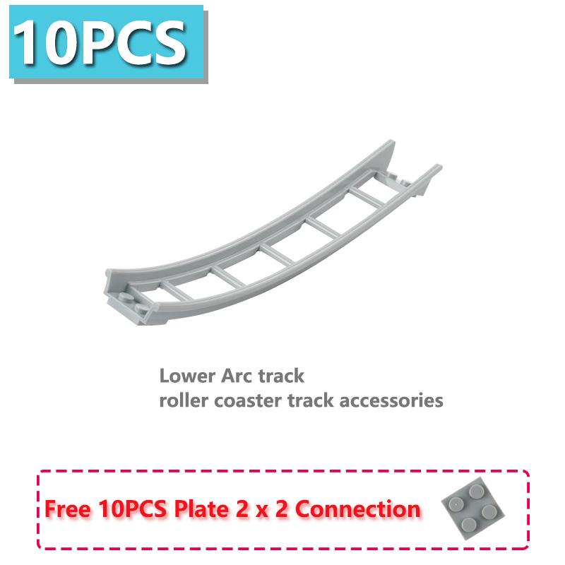 10PCS/Set Roller Coaster Track Chassis Moc Building Blocks Parts Lower Rail/Bow/Slope/Straight Rail Puzzle Assembly Toys Bricks