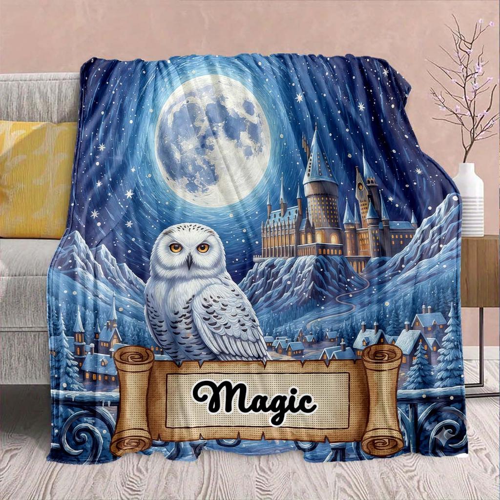 Magic Owl Flannel Blanket - Soft Warm Perfect for Sofa, Bedding Camping Travel Office Home Decor 