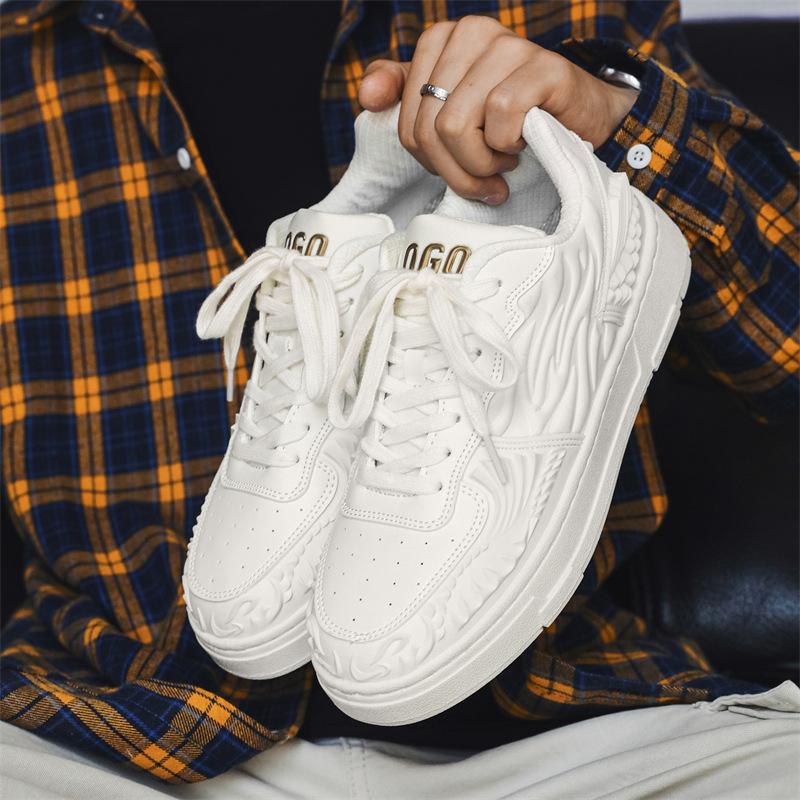 

2025 новая мужская обувь спортивные маленькие белые туфли однотонные повседневные нишевые резные низкие кеды мужские X91 39 белый