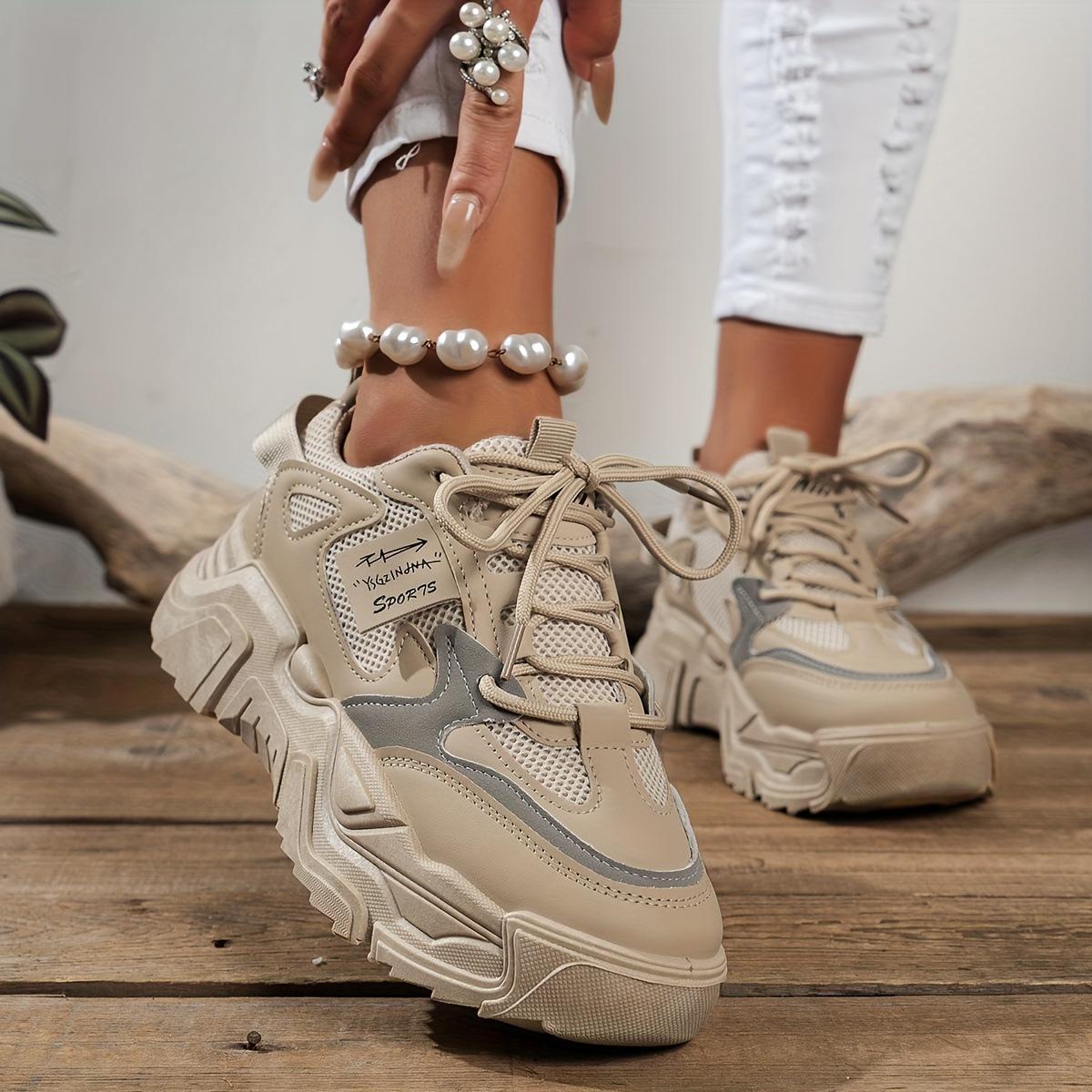 

Women s trendy retro 2025 spring new versatile thick-soled spring and autumn casual sports shoes 35 хаки