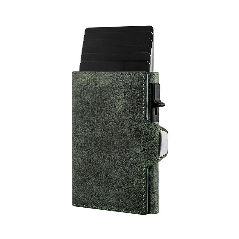 Aluminum alloy credit card metal card bag, automatic elastic card anti-degaussing multi-functional three-fold men's card bag