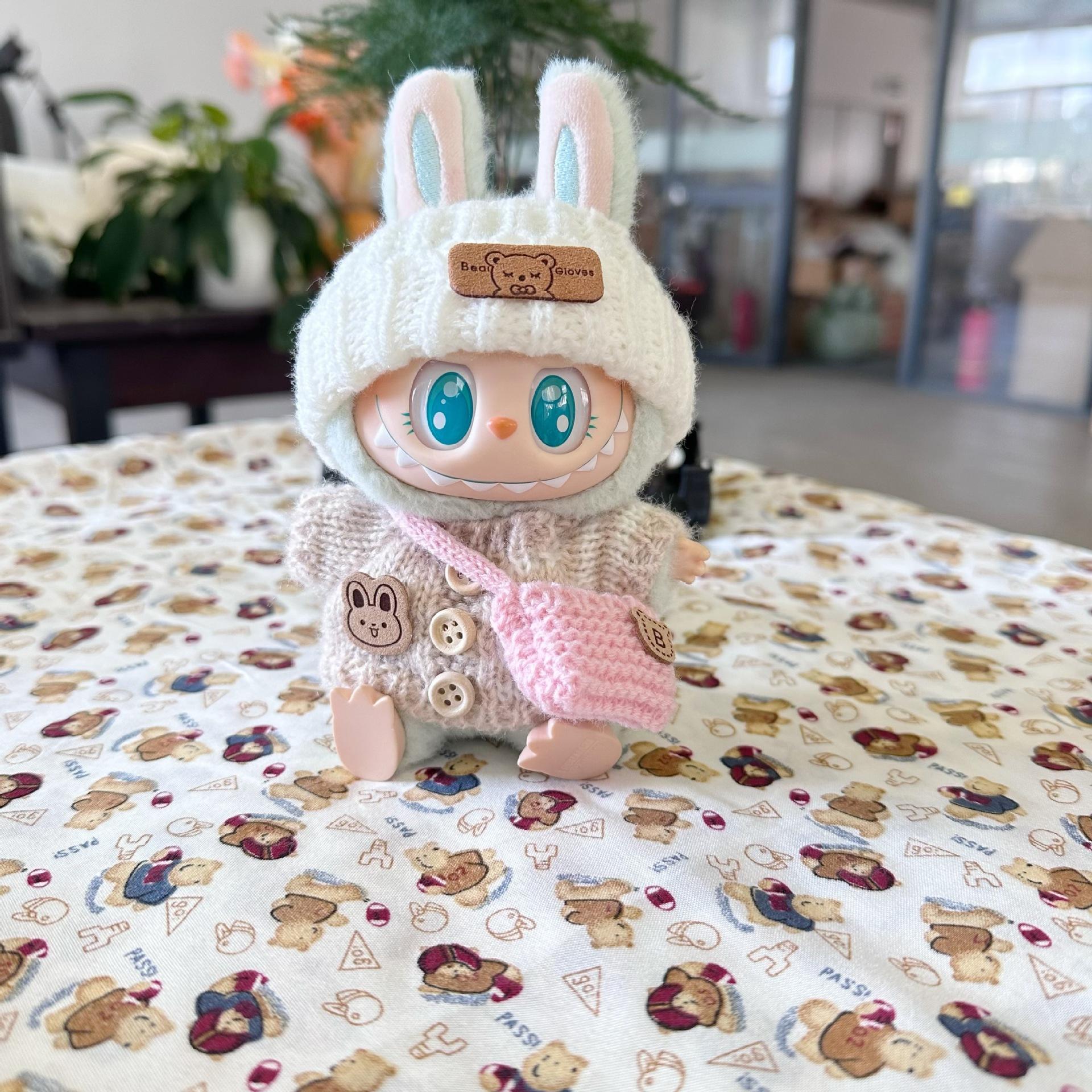 

Suitable for 17cm Labubu Clothes Cute Overalls Skirt Suit V1 V2 V3 DIY Clothing Accessories Creative Children s Toy Gifts No doll бежевий