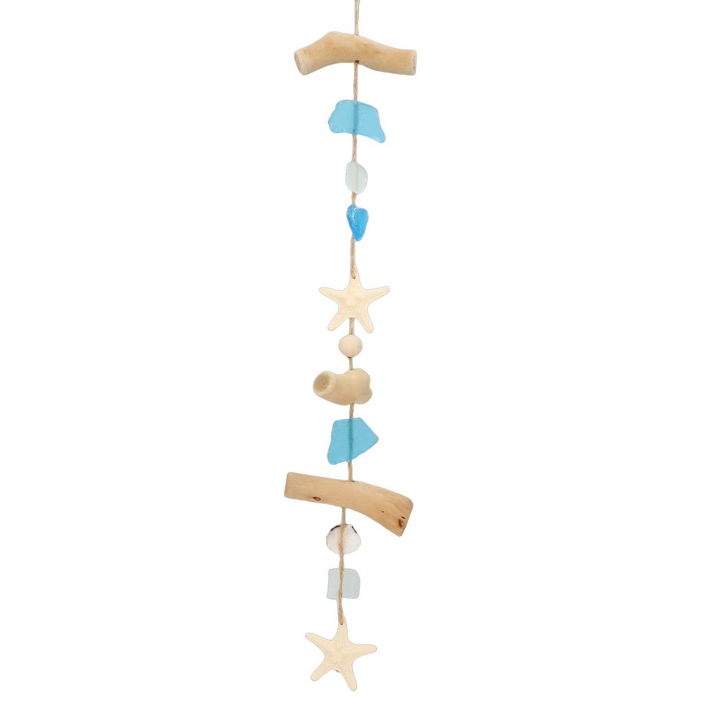 Sea Glass Wooden Nautical Wall Decor Beach Coastal Theme Seashell Starfish Conch Wall Hanging Art Decoration