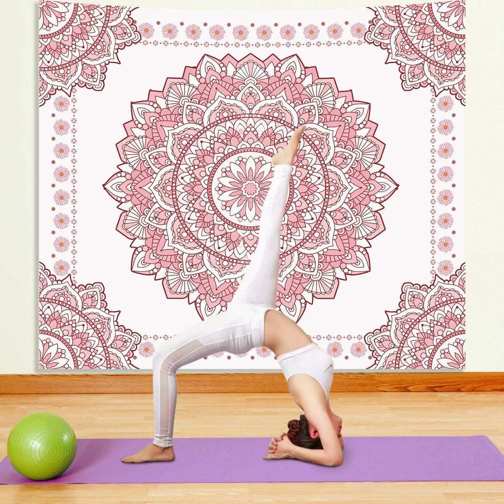 Boho Pink Mandala Wall Tapestry for Bedroom,Room Decor for Teen Girls, Art Floral Wall Hanging for College Dorm