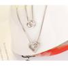 ANENJERY Women'S Fashion Jewelry Necklace Double Layer Chain Zircon Heart Pendants Necklaces For Women Kolye Choker S-N157