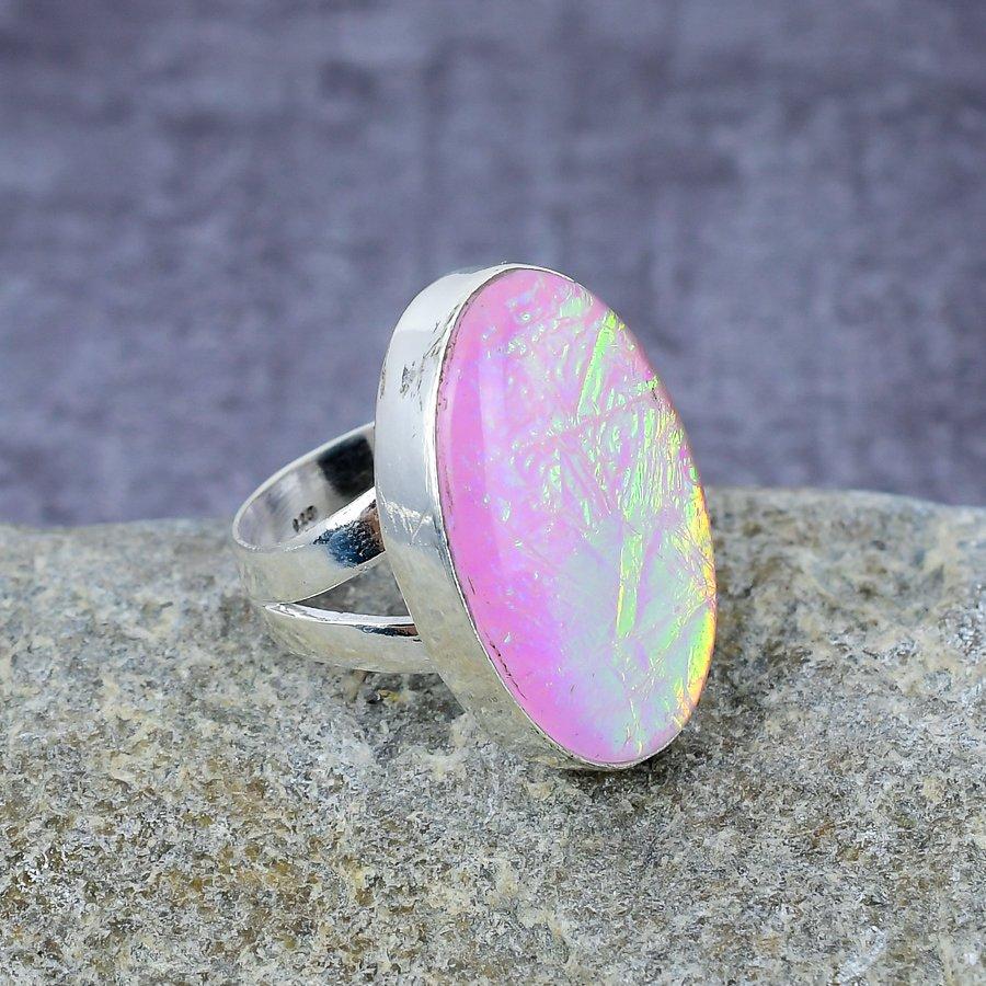 Pink Triplet Opal Gemstone Handmade 925 Sterling Silver Ring Jewelry All Size