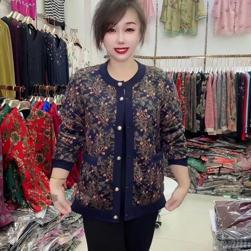 Thick Fleece Jacket Warm Cotton Cardigan Front Buttoned Loose Top
