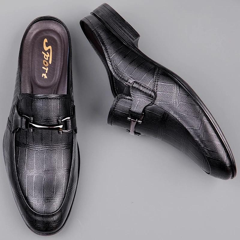 Fashion Simple Office Men Shoe Lightweight Mens Slip on Loafers New Genuine Leather Hollow Out Sneakers Shoes High Quality Walking Shoes
