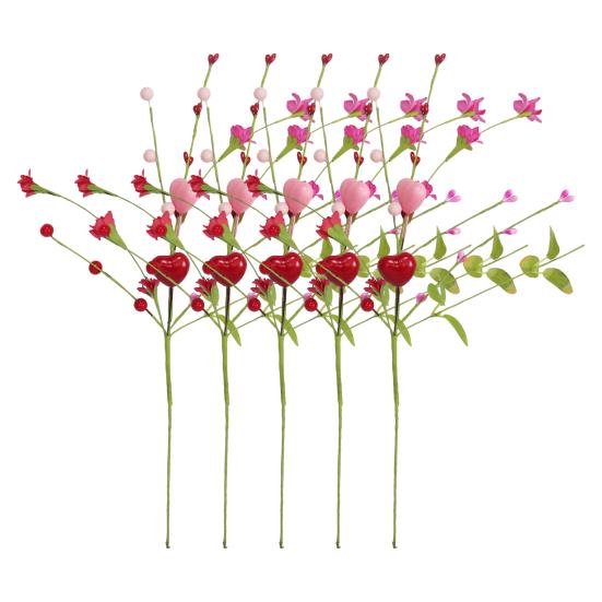 Umělé stonky bobulí na Valentýna Růžové Červené Bobule ve tvaru srdce Větvičky na Valentýna Svatba Oslava výročí Stůl Domácí dekorace
