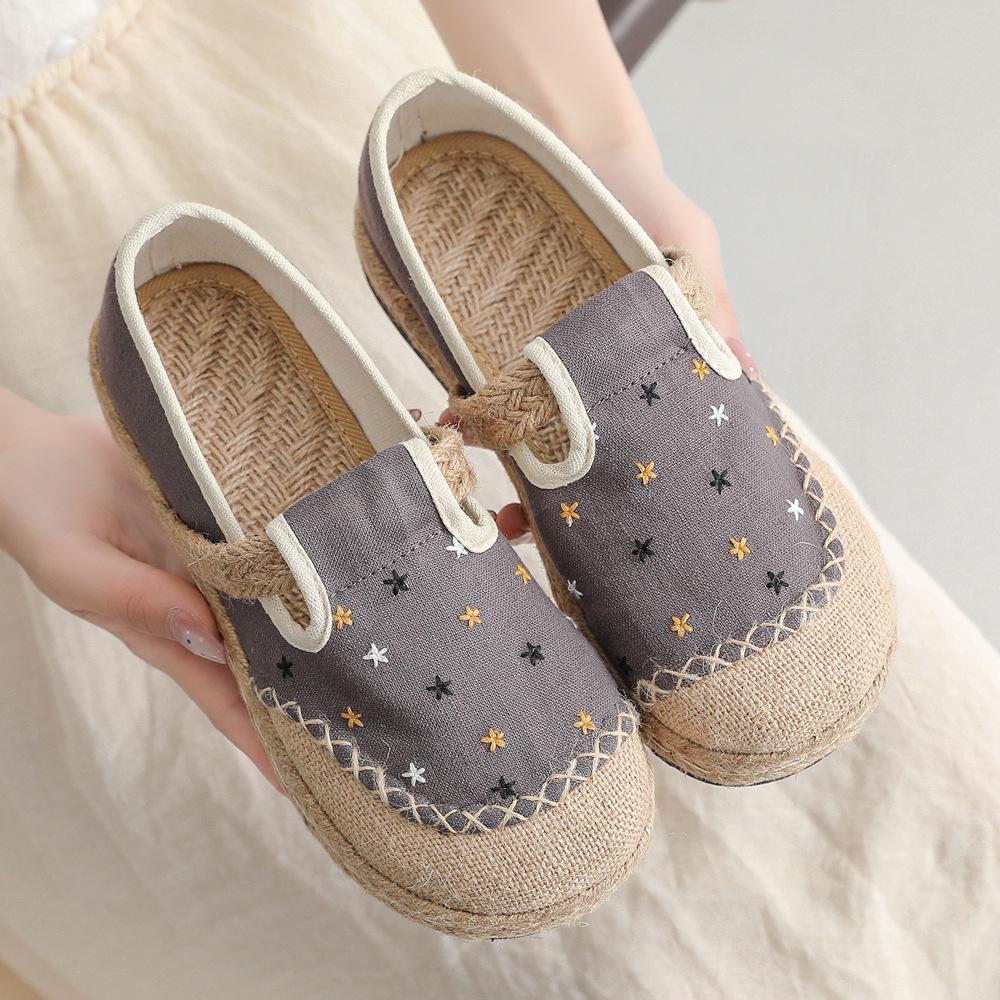 2024 Women's Linen Embroidered Craft Shoes - DX2 Original Shallow Mouth Design