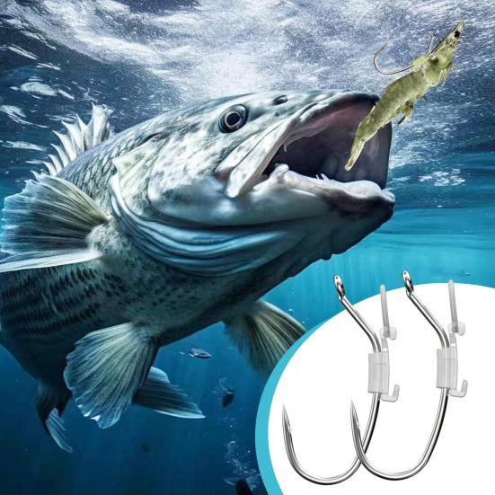 3/5/10/20Pcs Luminous Live Shrimp Fixing Hook Glow-in-the-dark Fishhook with Barbed Offset Saltwater Bass Fishing Hook Fishing Accessories