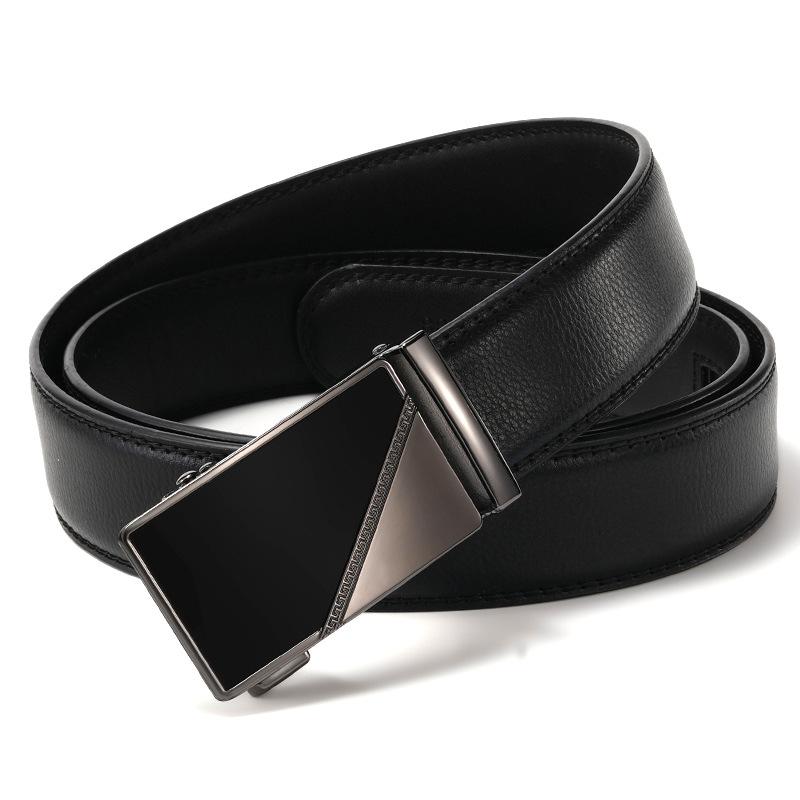 New Men's Belt Trendy Automatic Buckle Cowhide Belt Business Casual Middle Aged and Young Trouser Belt Men