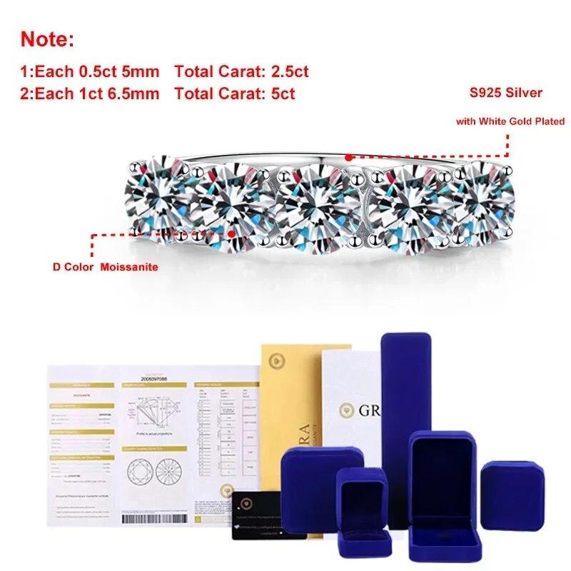 Bague Moissanite complète en argent Sterling S925 pour femmes, bague de mariage en diamant scintillant d'éternité, bijoux GRA, 5mm 6.5mm