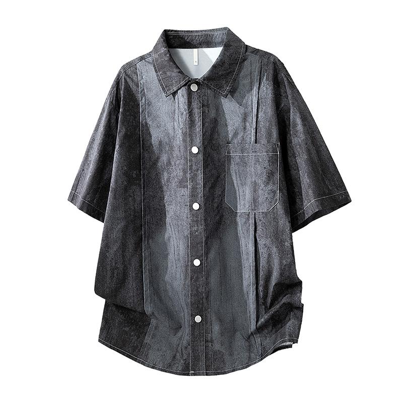 Retro Casual Collared Men's Summer Loose Plus Size Versatile Short Sleeved Shirt