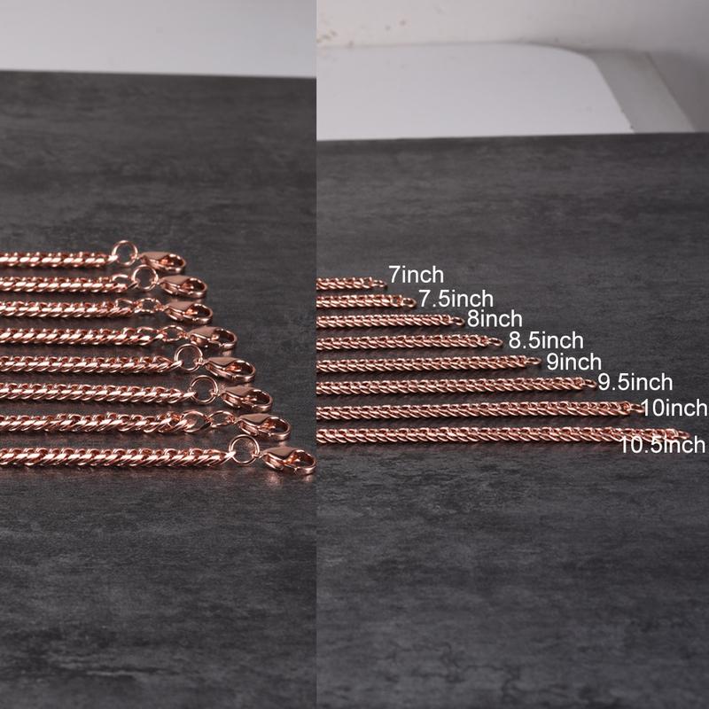 Reine Kupferarmbänder für Männer Frauen Verstellbare Cuban Link Kettenglied Hummerverschluss 6mm Breit Kratzfest Männlich 7-10.5 Zoll Schmuck