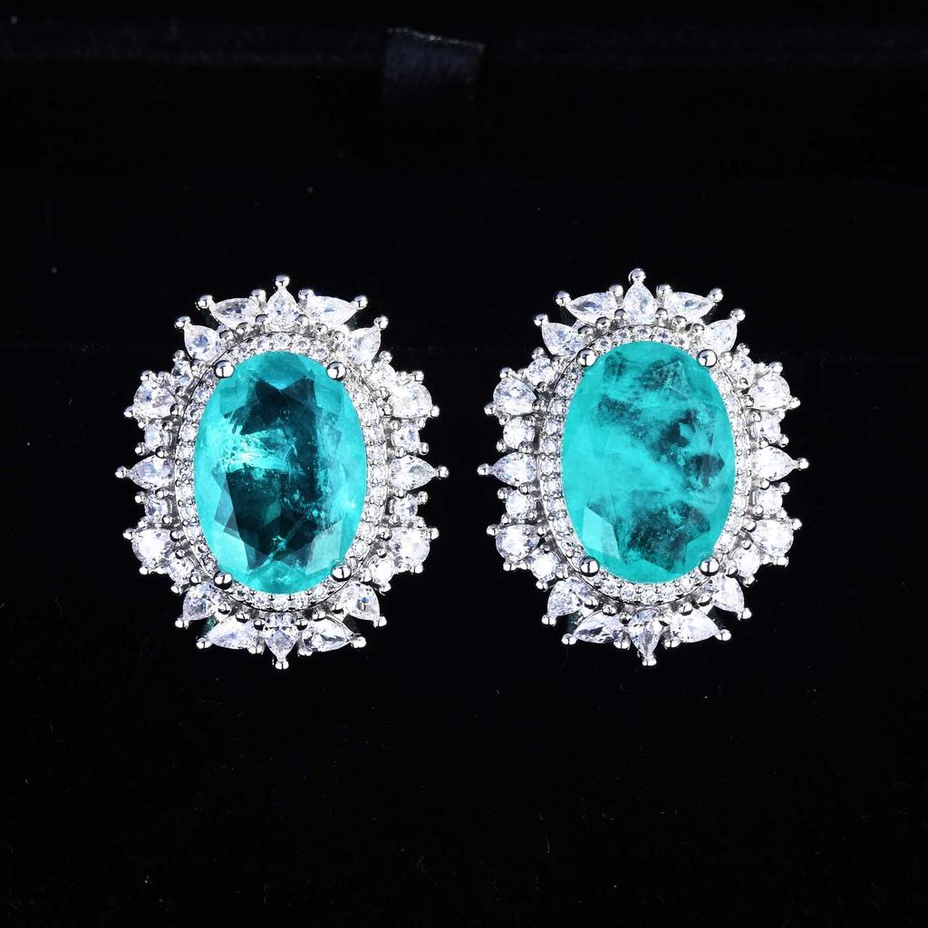Luxury Paraiba Gemstone Imitation Necklace & Earrings Set