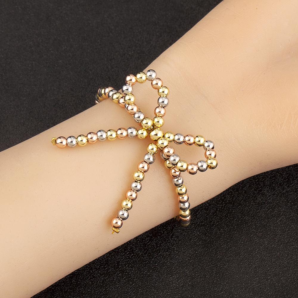 Nidin New Arrival Aesthetic Bow Knot Shape Round Beads Charm Chain Bracelets Adjustable For Women Fashion Versatile Jewelry Gift