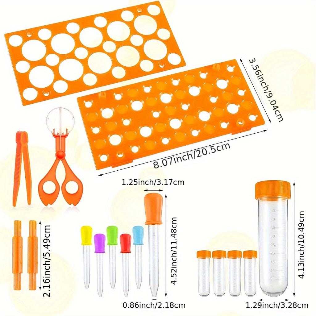 Plastic Test Tube Set with Stand - Uncharged Jumbo Scientific Tubes for Lab Experiments and Halloween Decorations