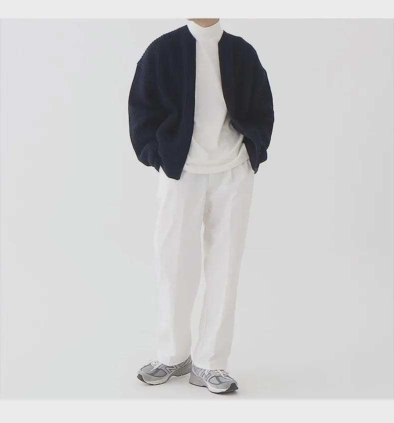 Men's Round Neck Solid Color Knitted Cardigan - 2023 Casual Autumn/Winter Fashion, All-Match, Large Size Trendy Jacket