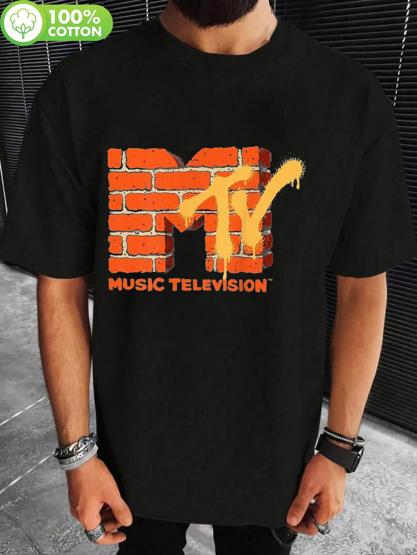 1pc MTV Logo Graphic T-shirt - Unisex Cotton Crew Neck XXXXL