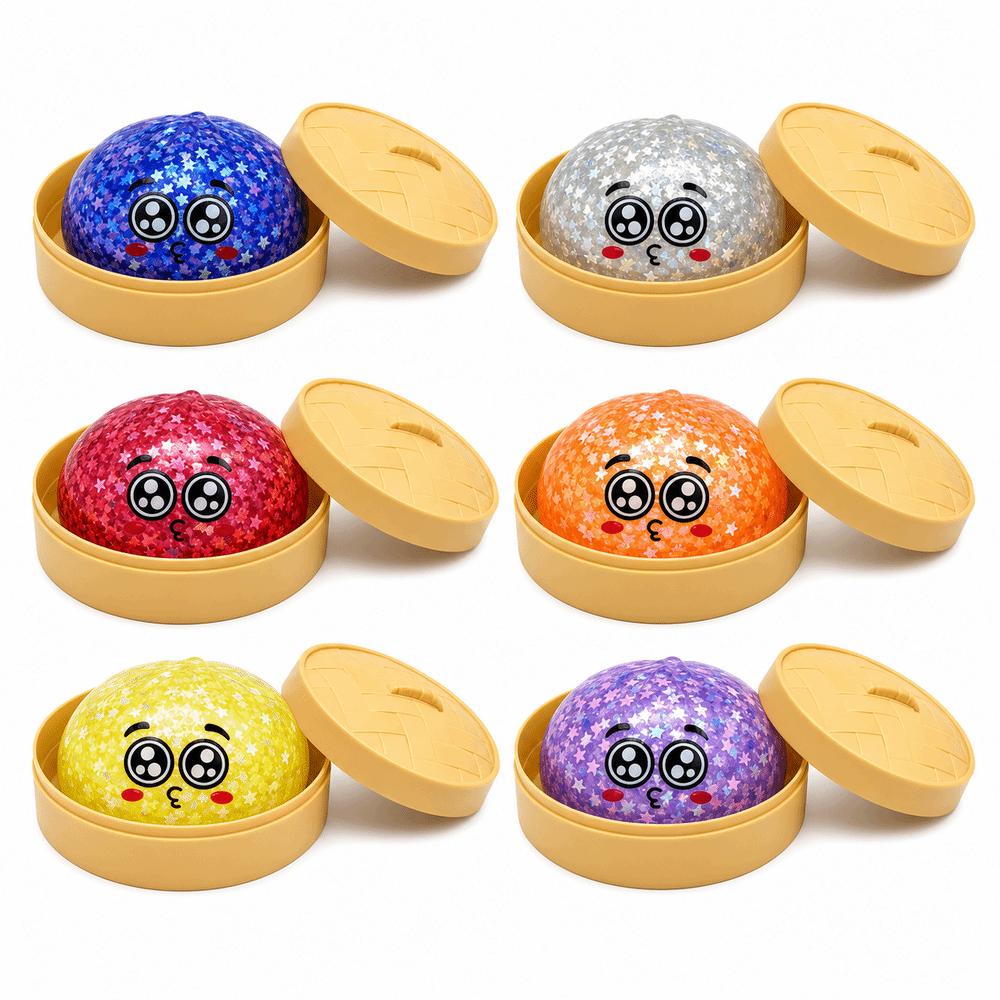 with Steamer Steamed Stuffed Bun Squeeze Pinch Le Glitter Squeeze Toy Home Decoration