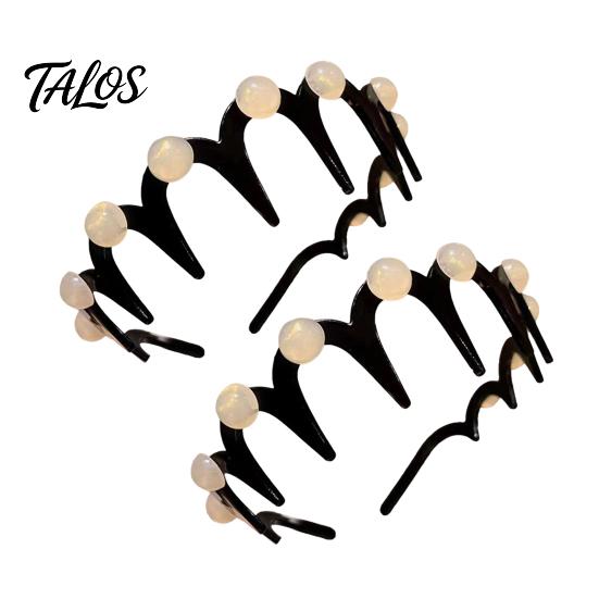 Shiny Hairpin 2Pcs Women Headband Faux Pearls Decor Anti-slip Teeth Hairband Hair Hoop Lightweight Elastic Accessory Daily Wear