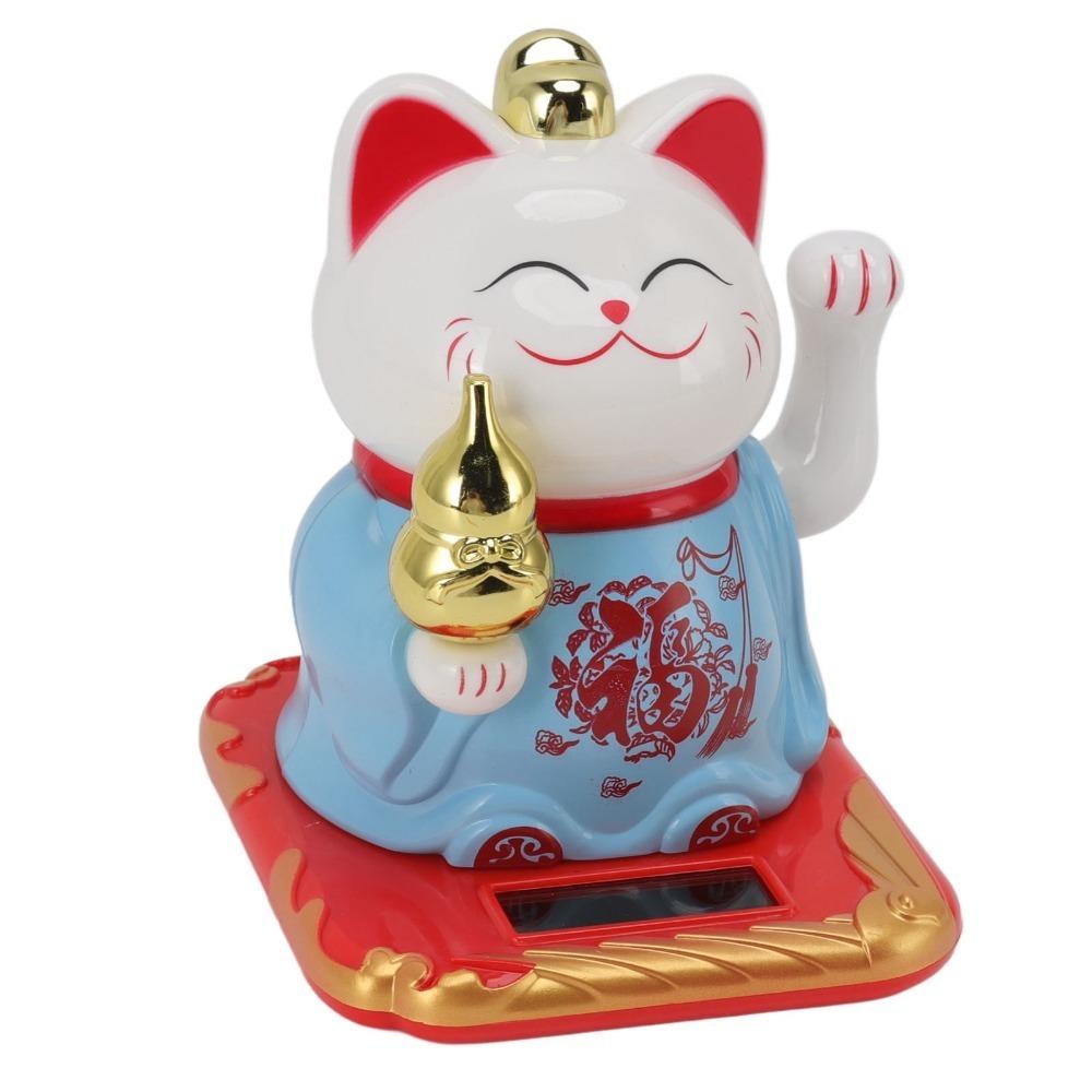 Plastic Chinese Fortune Cat Ornament 4.13x3.74x3.27in Car Dashboard Lucky Cat Office Desk Ornament