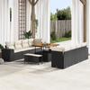 11-piece Garden Sofa Set with Black Cushions In Poly Rattan Acacia 3361985