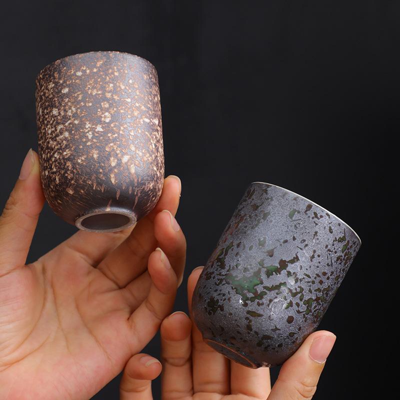 Retro coarse pottery teacup master cup single large Japanese ceramic kung fu tea set tea cup espresso cup