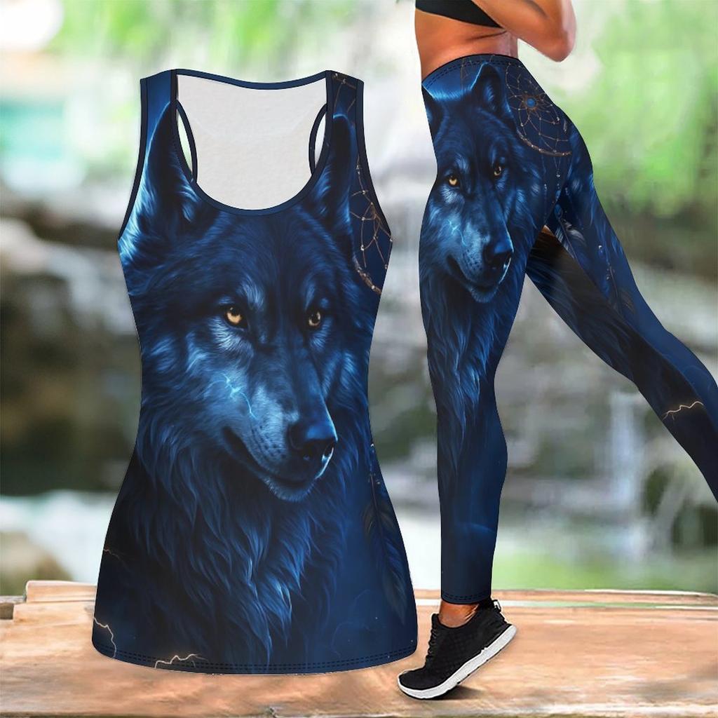 Intelligent Animals Pattern Print Yoga Outfit for Women Fashion Workout Leggings Fitness Sports Casual Yoga Set Sports Suit