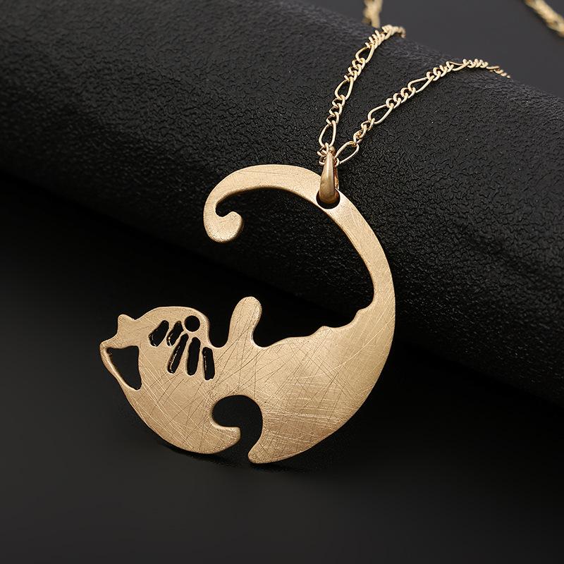 Necklace Vintage Long Necklace Geometric Contrast Pendant Alloy Ladies Sweater Chain