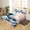 Feelyou Cherry Blossoms Bedding Set Chic Crane Duvet Cover for Kids Girls Women Ocean Wave Decor Comforter Cover Pink Japanese Ukiyoe Theme
