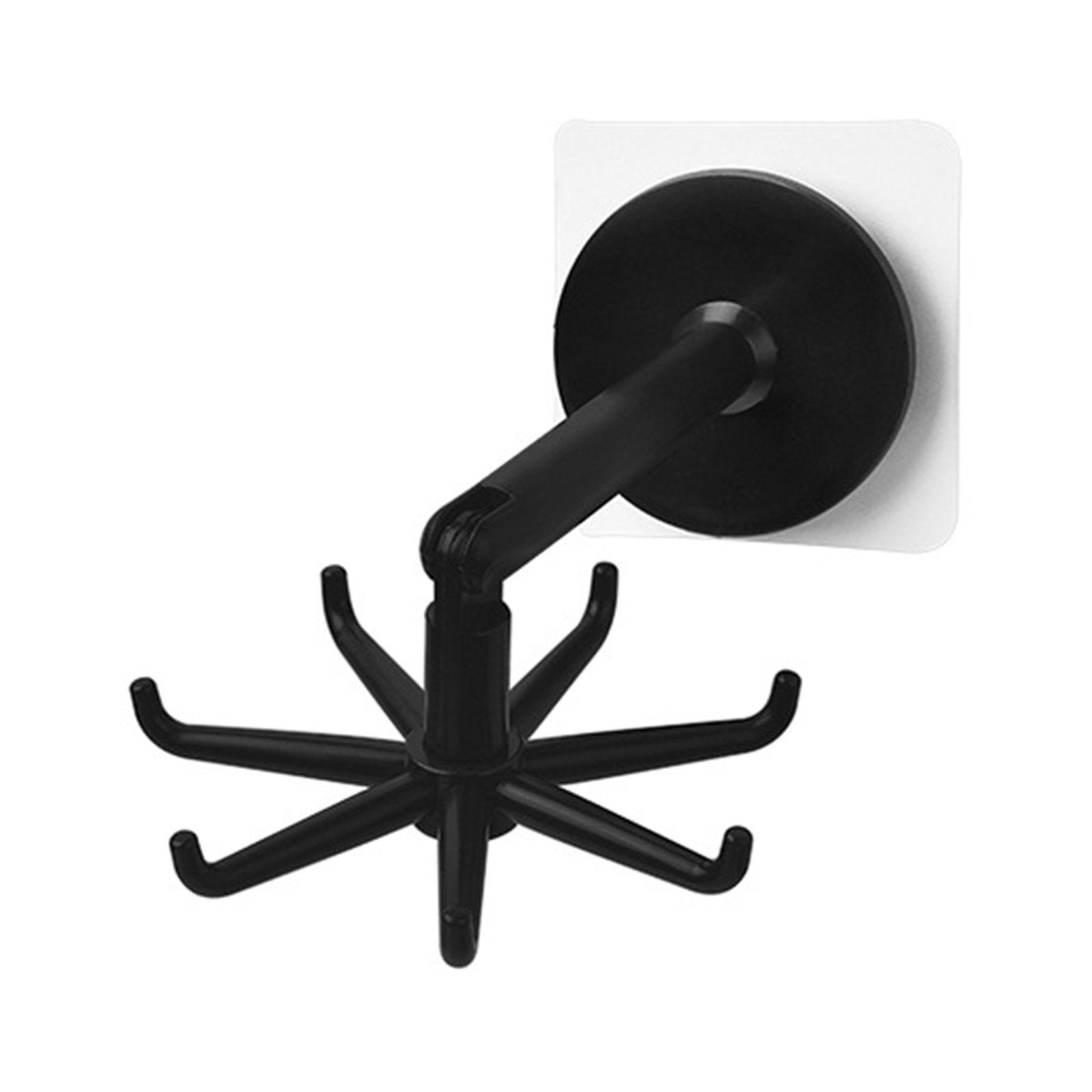 

Вращающийся на 360 градусов крючок, пластиковый, 7-зубчатый, поворотный крючок для подвешивания горшков, полотенец, ключей, экономящий место, крючок для полотенец в ванной чёрный