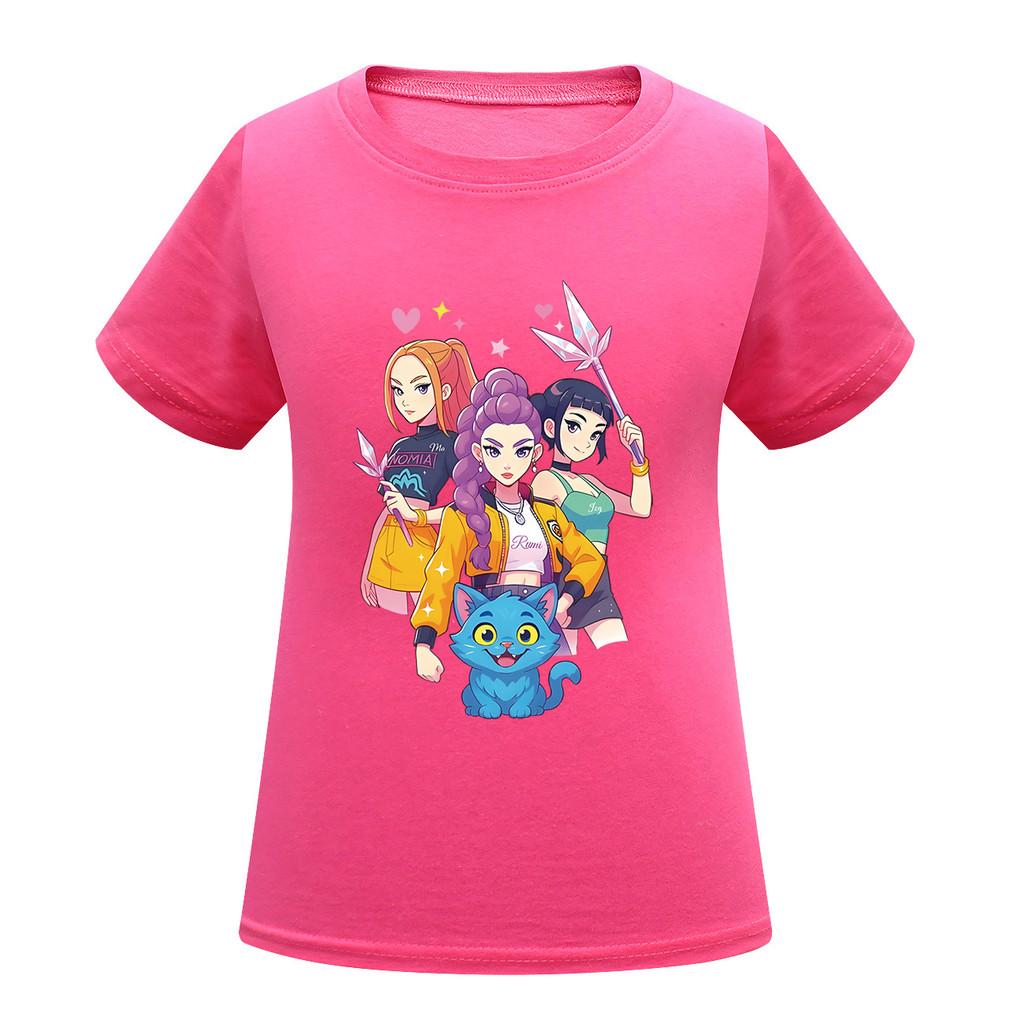 Kids Girls Anime Cartoon K-POP Rumi Zoey Mira Printed Casual Short Sleeves T-Shirt Top
