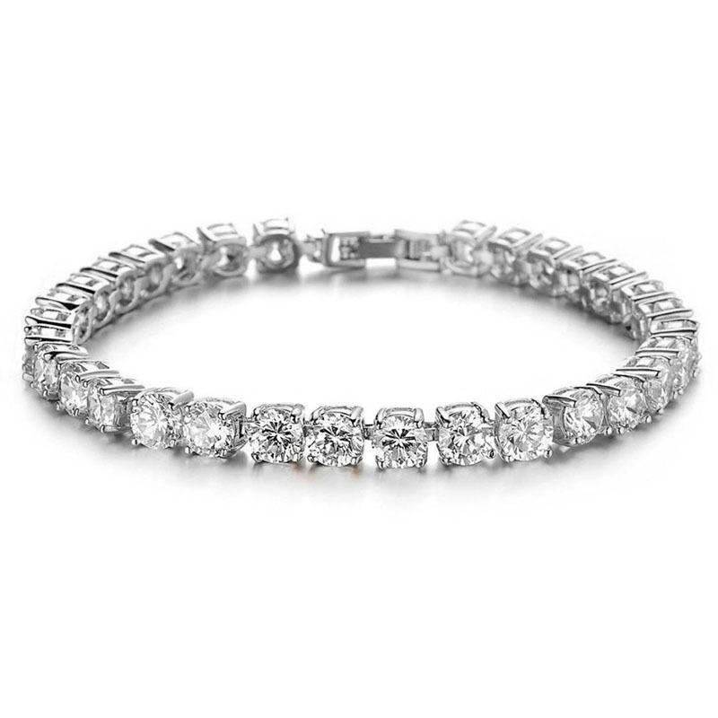 

{Summer2} {Summer2} Hiphop Tennis Bracelet 3mm Cubic Zirconia Mens Crystal Link Chain On The Hand Streetwear Jewelry серебряный