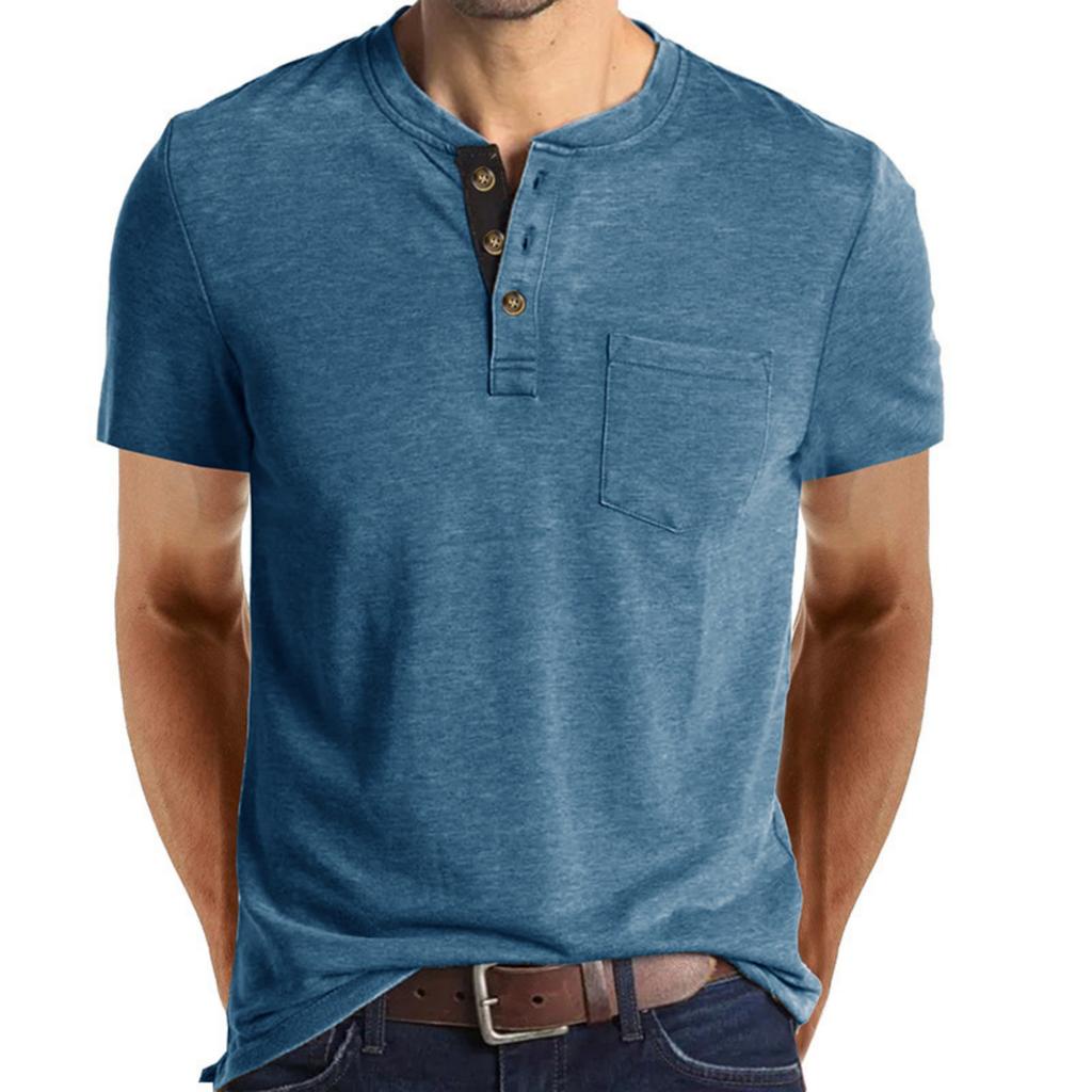 Herren Casual einfarbiges Basis Sportshirt, Herren Rundhals Kurzarm Top
